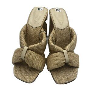 NWOB- Schutz Natural/Eggshell Fairy Slip On Strappy Heel Sandals Size 6.5